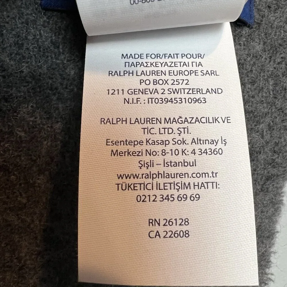 Polo Ralph Lauren Made In Italy Wool Blend Scarf Gray Plaid NWT
